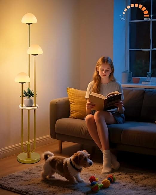 Lightdot Gold Dimmable Floor Lamp with Table