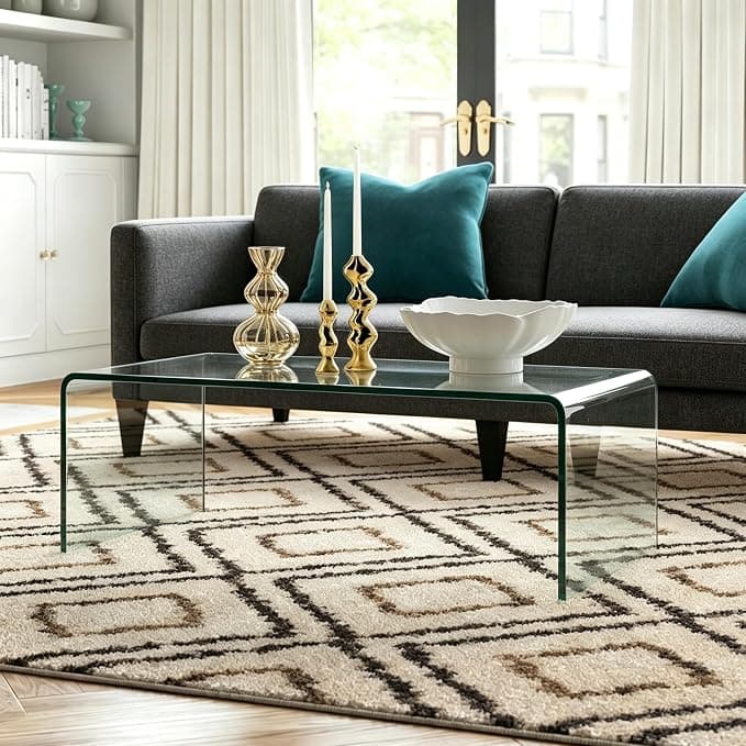 Premium Tempered Glass Coffee Table, Small Modern Clear, 39.4" x 19.7" x 13.8"