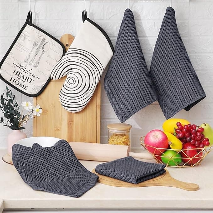 Homaxy 100% Cotton Waffle Weave Kitchen Dish Cloths, 6-Pack
