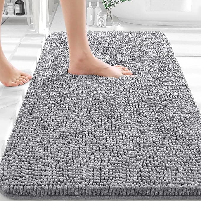 OLANLY Chenille Bathroom Rug, 30x20, Non-Slip Rubber Backing